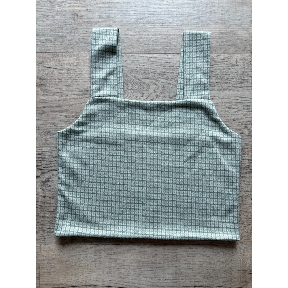 American Eagle Crop Top Tank Women's Small Preppy Green Checkered Pattern
